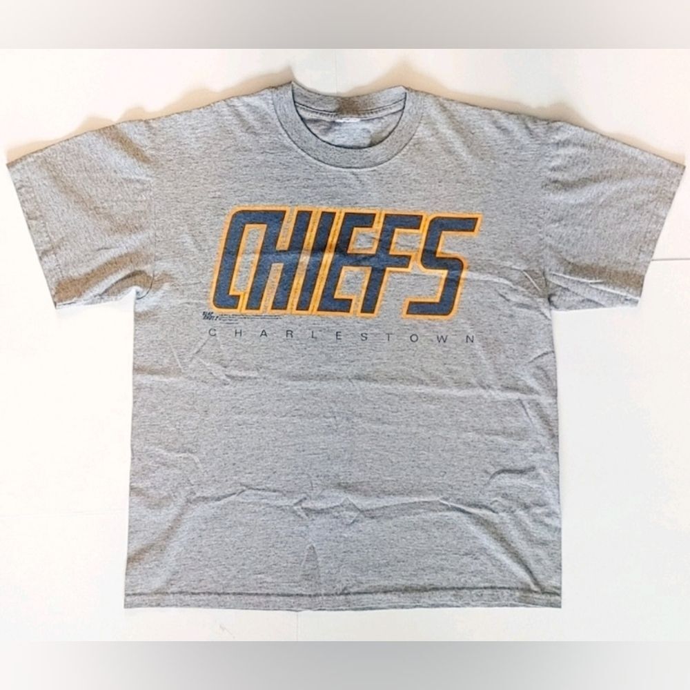 Vtg 2002 Slap Shot 2 Charlestown Chiefs M&O Knits Movie Promo T-Shirt Size (L) 